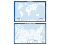 Фрагмент (демонстрационный) маркерный (двухсторонний) "Карта мира и Российской Федерации" (немая) с комплектом тематических магнитов - fgospostavki.ru - Миасс