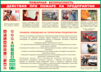Таблица "Действия при пожаре на предприятии" (100х140 сантиметров, винил) - fgospostavki.ru - Миасс