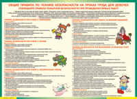 Таблица "Правила безопасности на уроках труда для девочек" (100х140 сантиметров, винил) - fgospostavki.ru - Миасс