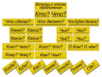 Набор магнитных карточек "Вопросы к членам предложения" (фон жёлтый) - fgospostavki.ru - Миасс