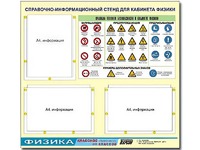 Стенд информационный "Правила техники безопасности в кабинете физики" (75*70, 3 кармана) - fgospostavki.ru - Миасс