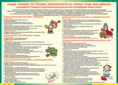 Таблица "Правила безопасности на уроках труда для девочек" (100х140 сантиметров, винил) - fgospostavki.ru - Миасс