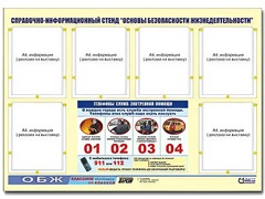 Стенд информационный "Основы безопасности жизнедеятельности" (80*110, 6 карманов) - fgospostavki.ru - Миасс