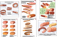 Плакаты ПРОФТЕХ "Ассортимент колбасной и мясной продукции" (11 пл, винил, 70х100) - fgospostavki.ru - Миасс