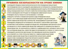 Таблица "Правила безопасности на уроке химии" (100х140 сантиметров, винил) - fgospostavki.ru - Миасс