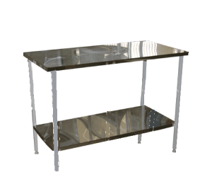 Стол на металлическом каркасе с полкой 900*1800*750(900) - fgospostavki.ru - Миасс