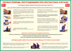 Таблица "Порядок действий при внезапной смерти" (100х140 сантиметров, винил) - fgospostavki.ru - Миасс
