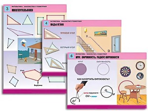 Комплект таблиц "Математика. Знакомство с геометрией" (6 таблиц, формат А1, ламинированные) - fgospostavki.ru - Миасс