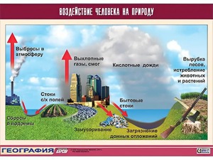 Таблица демонстрационная "Воздействие человека на природу" (винил 100*140) - fgospostavki.ru - Миасс