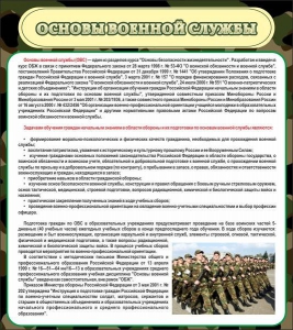 Стенд "Основы военной службы" - fgospostavki.ru - Миасс