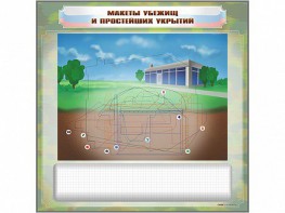 Магнитно-маркерная доска "Макеты убежищ и простейших укрытий" с комплектом фолий и тематических магнитов - fgospostavki.ru - Миасс