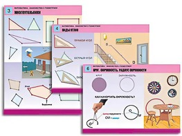 Комплект таблиц "Математика. Знакомство с геометрией" (6 таблиц, формат А1, ламинированные) - fgospostavki.ru - Миасс