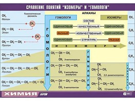 Таблица демонстрационная "Сравнение понятий изомер и гомолог" (винил 70x100) - fgospostavki.ru - Миасс