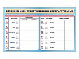 Фрагмент (демонстрационный) маркерный (двухсторонний) "Склонение имен существительных и прилагательных" - fgospostavki.ru - Миасс